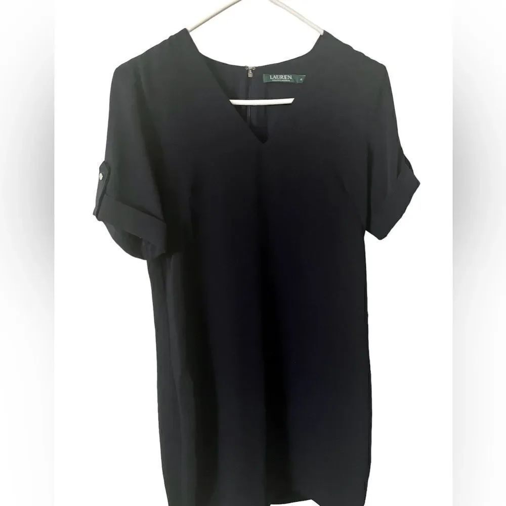 Lauren by Ralph Lauren V Neckline Navy Blue Dress